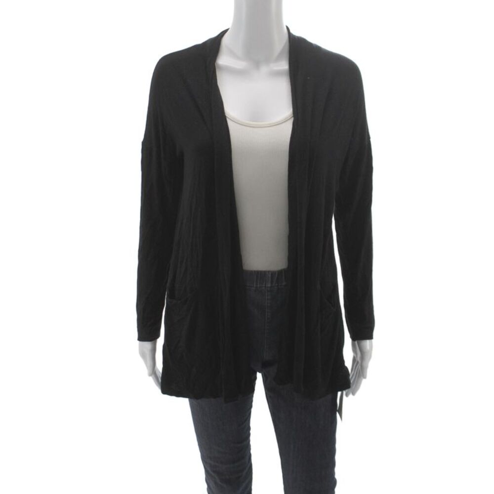 Kinross Unisex Cardigan Black Solid 95% Rayon 5% Spandex Long Sleeve Size M
